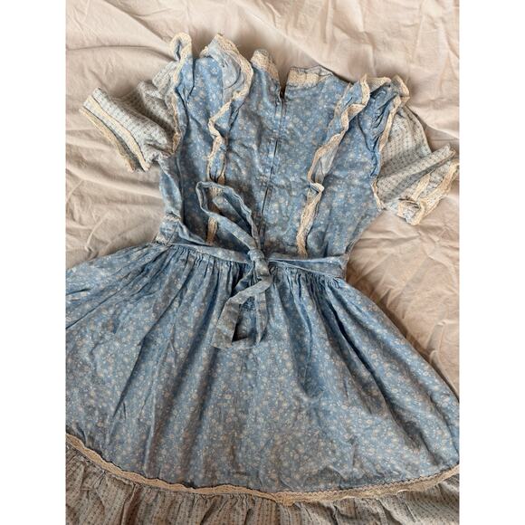 Vintage 70s/80s Girls Handmade Prairie Style Dress With Tie Waist Size 5 - Picture 3 of 5